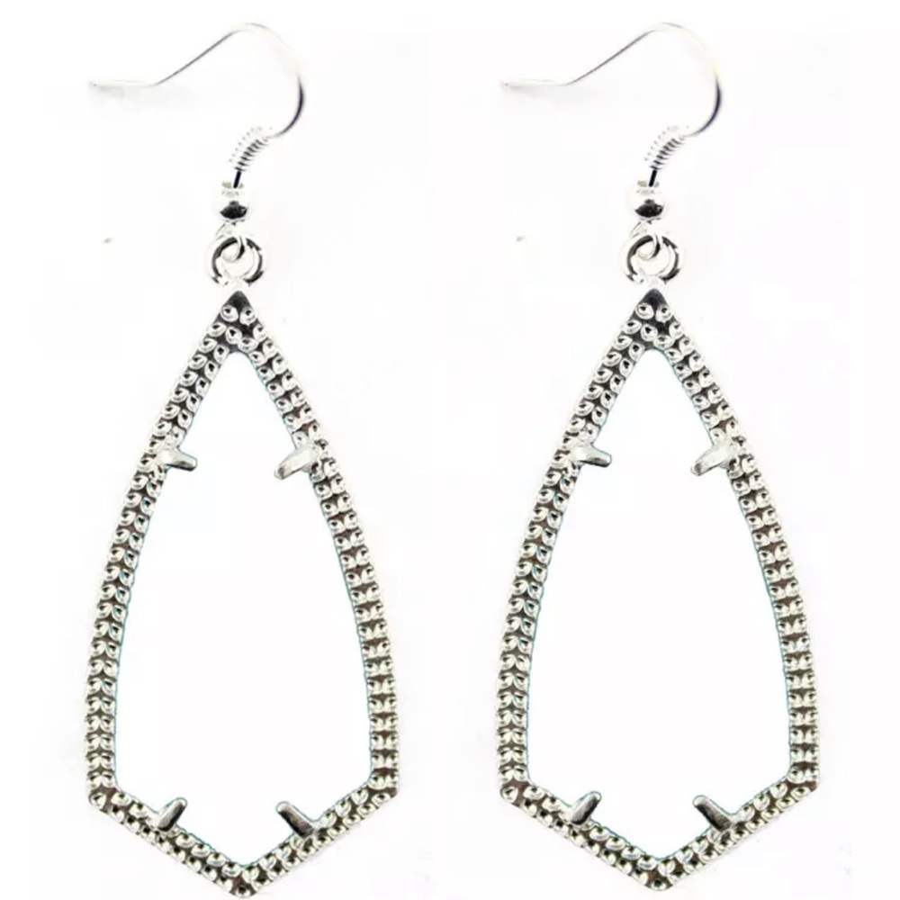 White- Arrow Shaped Chandelier Earrings vibrant colors  Silvertone